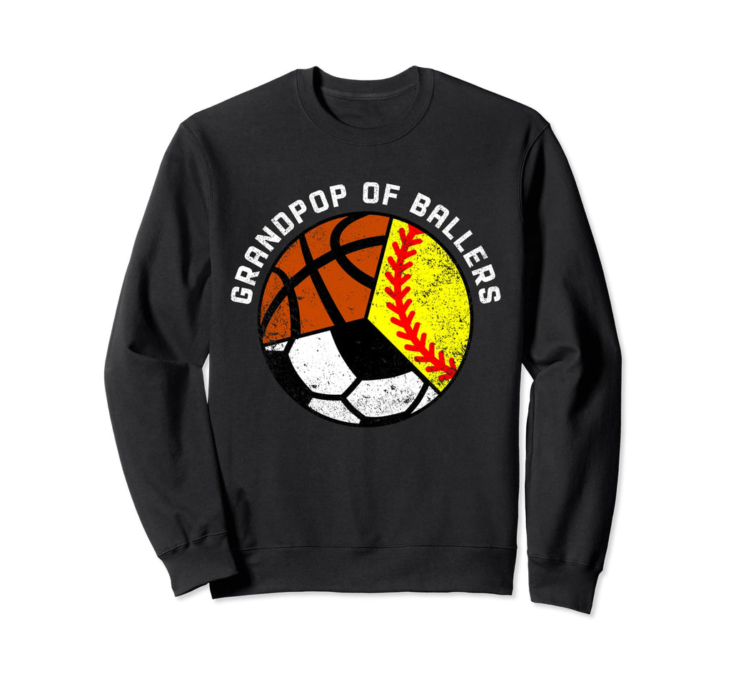 Grandpop Ballers Funny Softball Sweatshirt - Fun Novelty Design for Adults