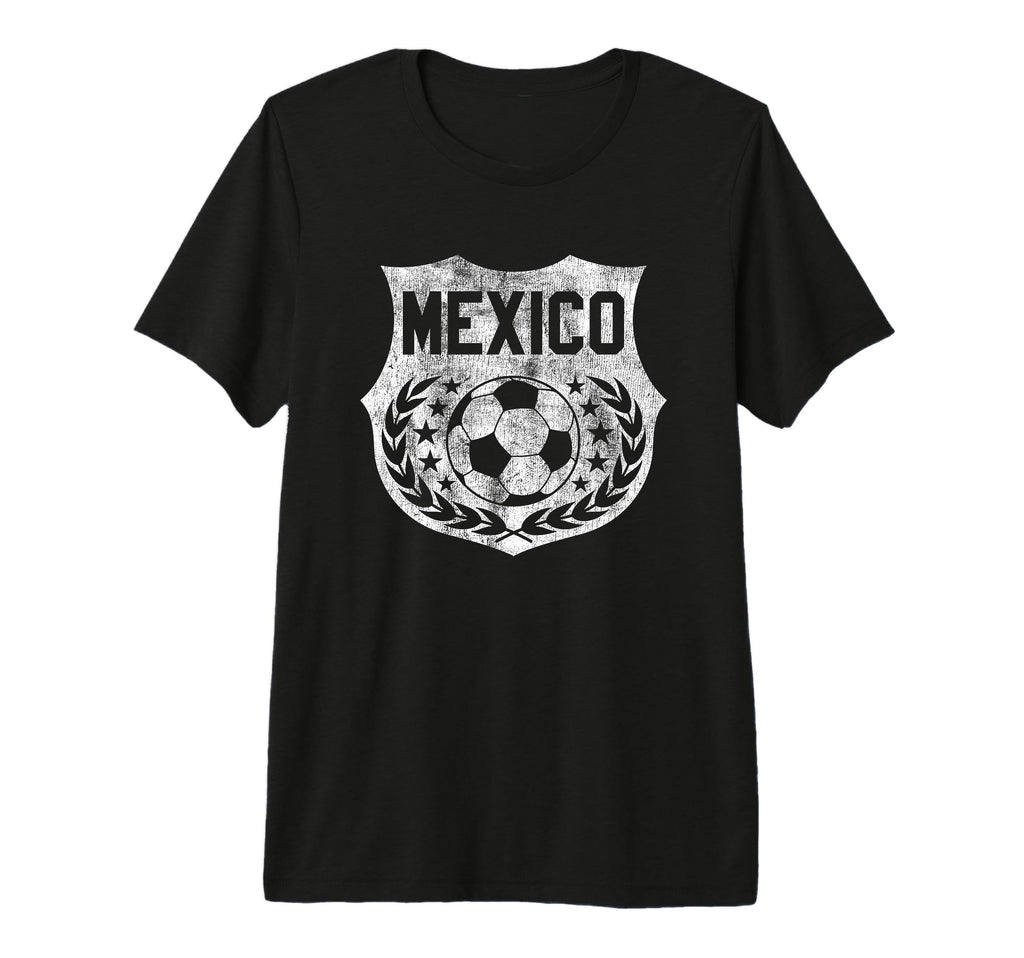 Mexico Soccer Distressed Shield T-Shirt - Custom Art Print for Adults