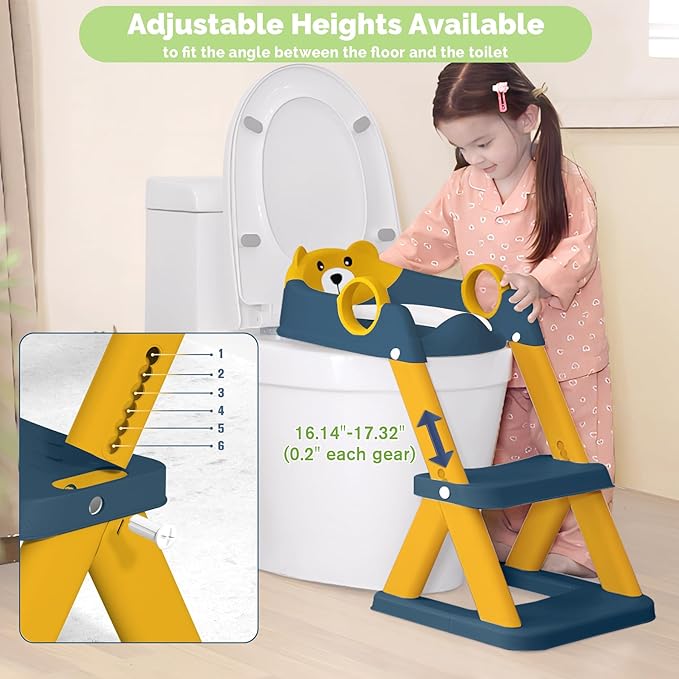 Toilet Seat, Potty Training Seat for Toddler, Upgraded 2-in-1 Potty Toilet Training for Boys and Girls,Waterproof Cushioned Mat with Non-slip Step Stool