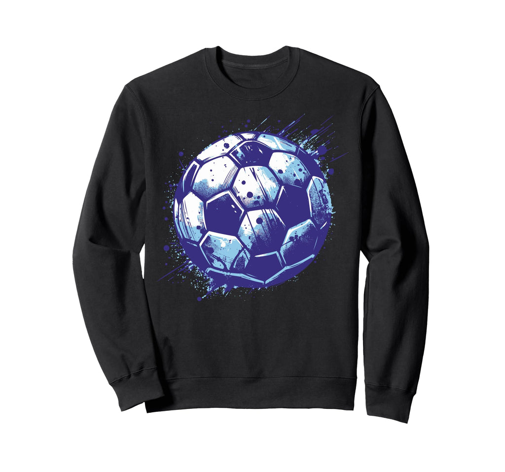 Grunge Soccer Ball Distressed Blue Sweatshirt - Custom Art Print Unisex