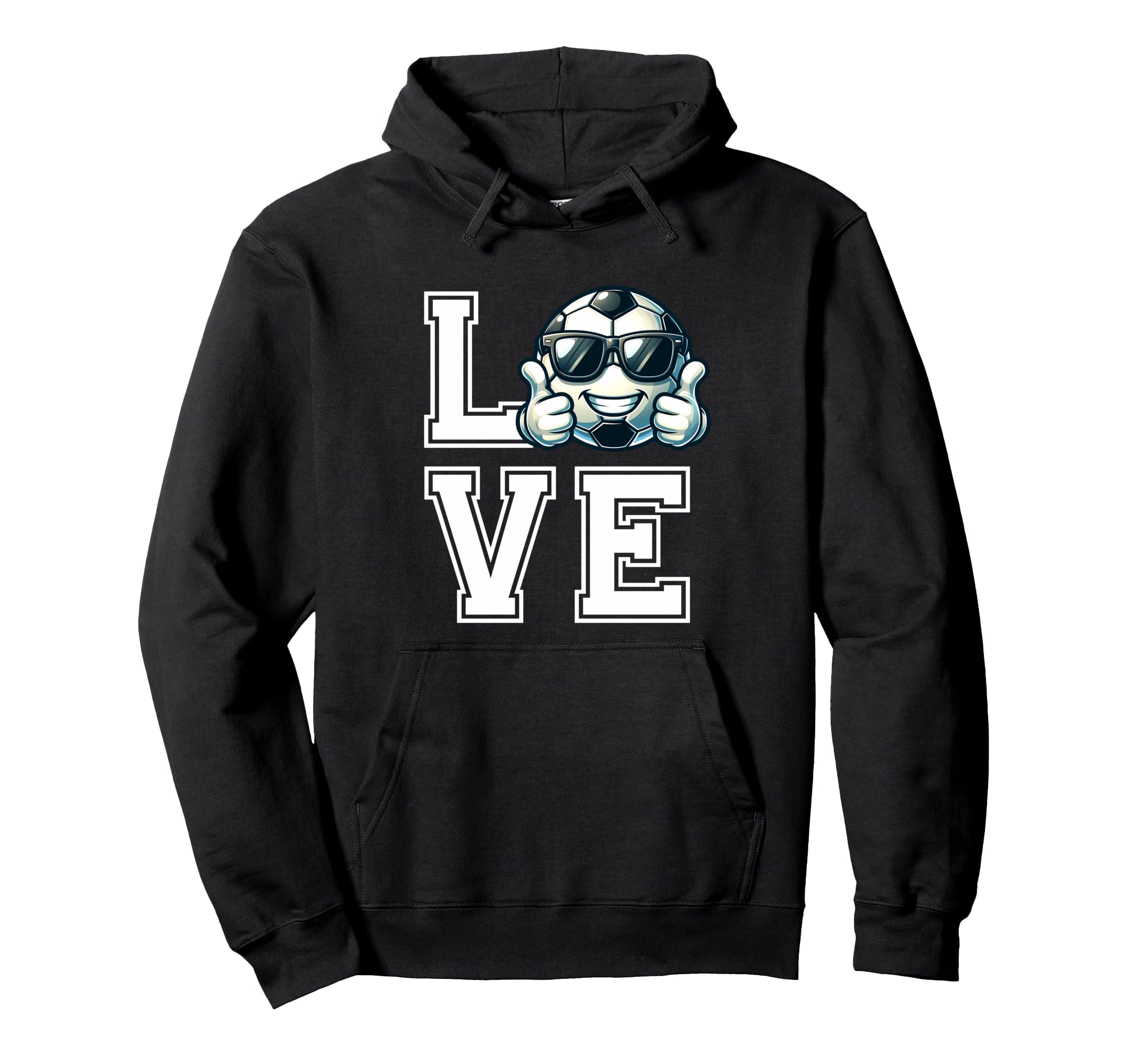 Love Cartoon Football Sunglasses Soccer Hoodie - Unique Graphic Unisex