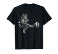Soccer Cat Sketch Funny Cat Kick T-Shirt - Aesthetic Graphic for Adults