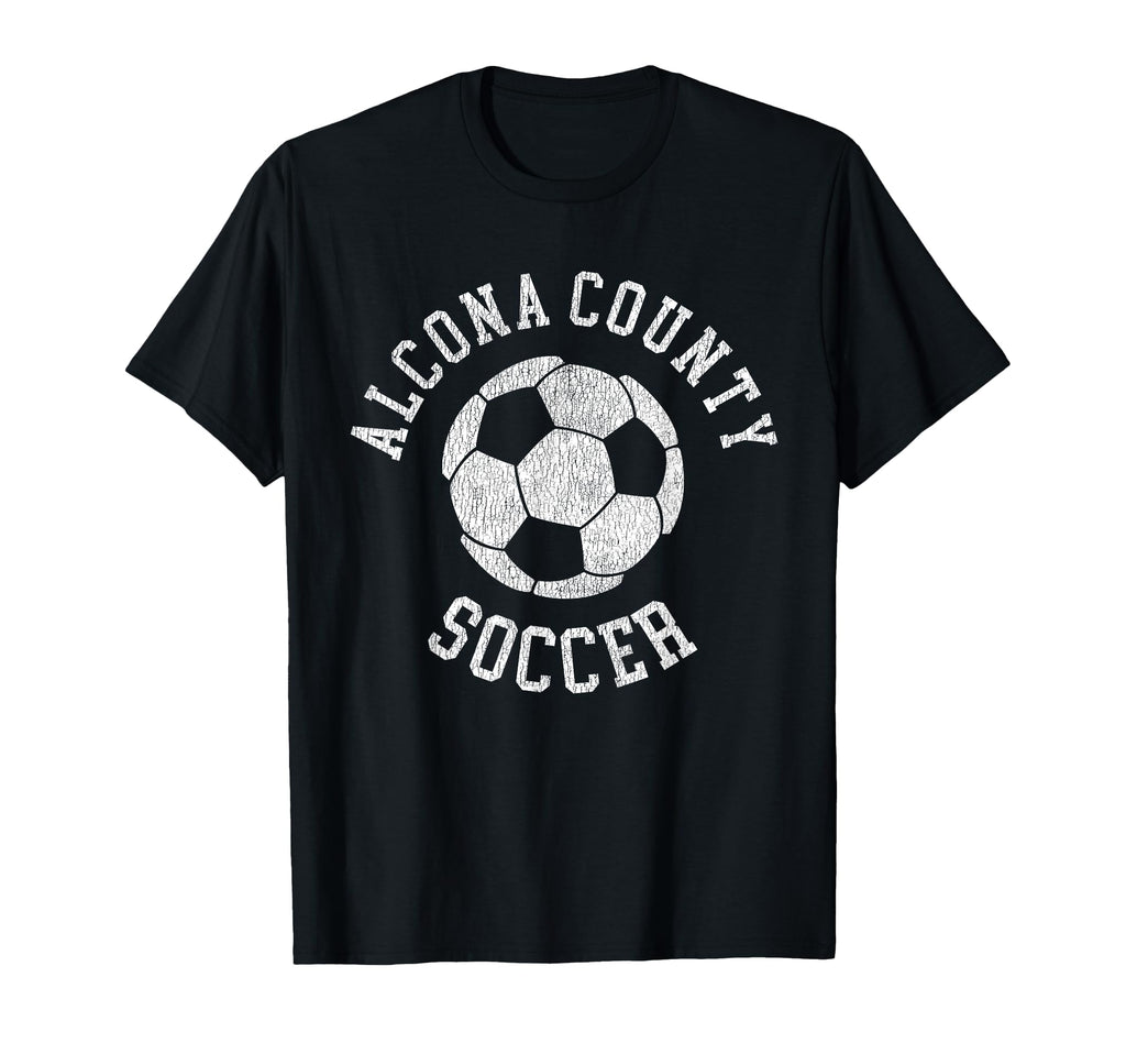 Alcona County Soccer Distressed 90S T-Shirt - Trendy Graphic Unisex
