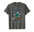 Muddy Boots Happy Soccer T-Shirt - Custom Art Print Men Women