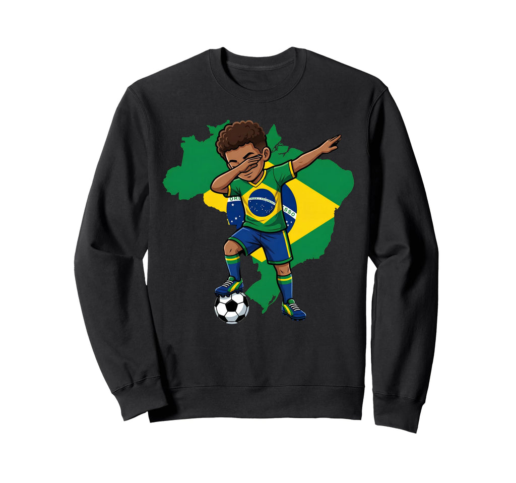 Brazil Soccer Dab Flag Football Sweatshirt - Trendy Graphic Unisex