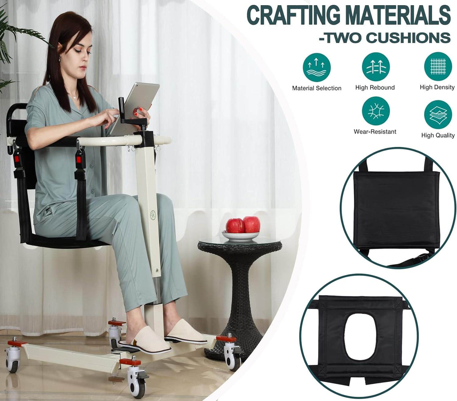 Patient Lift Transfer Chair, Patient Lift Wheelchair for Home and Car Portable Patient Lift Chair Wheelchair Lift for Home, Disabled and Elderly Nursing, Height/Width Adjust