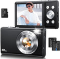 Digital Camera,Autofocus 4K Vlogging Camera for Photography with 32GB Card,48MP Portable Compact Point and Shoot Digital Camera for Teens Adult Beginner with 16X Zoom,Anti-Shake,2 Batteries(Black)