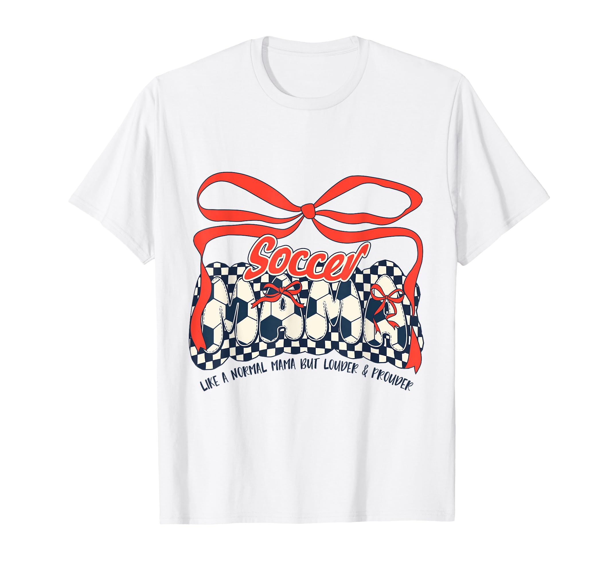 Soccer Mom Game Day Checkered Coquette Bow T-Shirt - Graphic Print Unisex