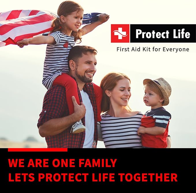 Protect Life Survival First Aid Kit for Home/Business, Camping Survival Kits | Mini Travel First Aid Kit | Camping Equipment | Small Kits for Car | Outdoor Emergency Survivals Pack - 200pcs