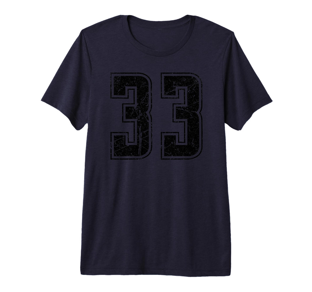 Number 33 Distressed Grunge Jersey Team T-Shirt - Custom Art Print Unisex