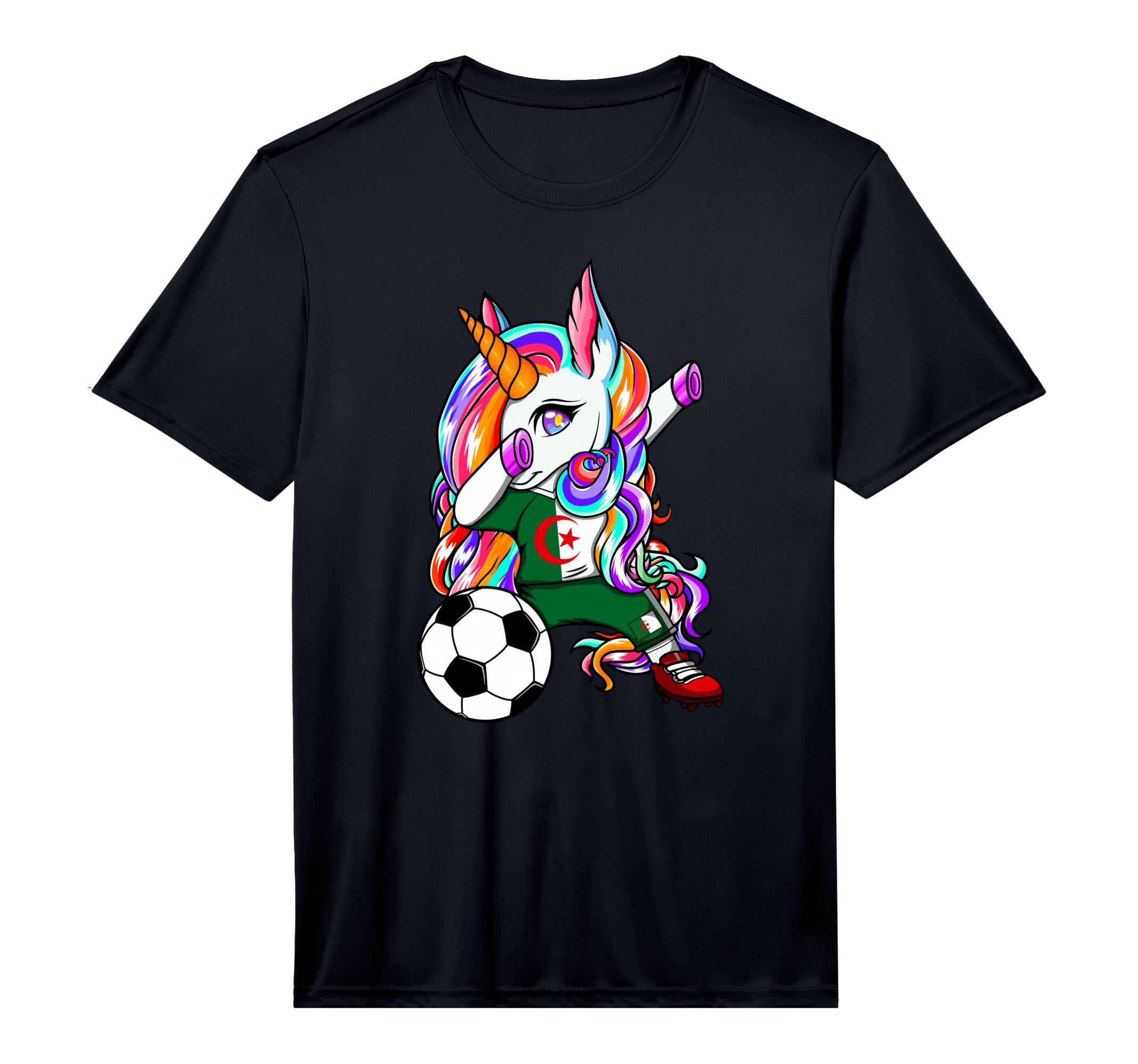 Dabbing Unicorn Algeria Soccer T-Shirt - Fun Novelty Design for Adults