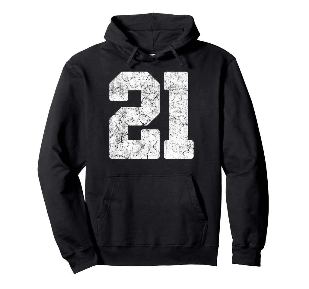 Distressed White Number 21 Jersey Hoodie - Novelty Apparel Men Women