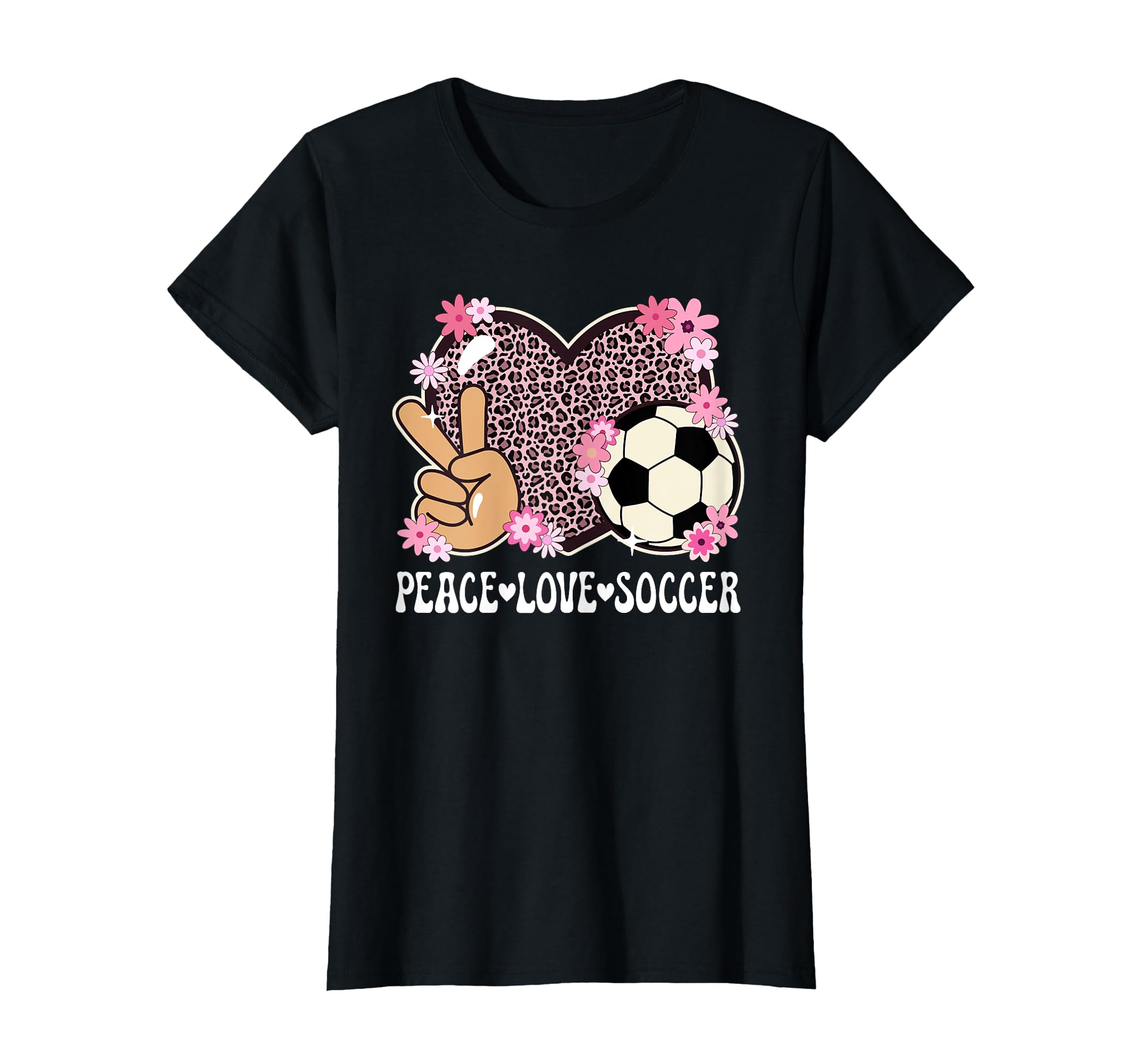 Peace Love Soccer Lover Leopard T-Shirt - Aesthetic Graphic for Adults