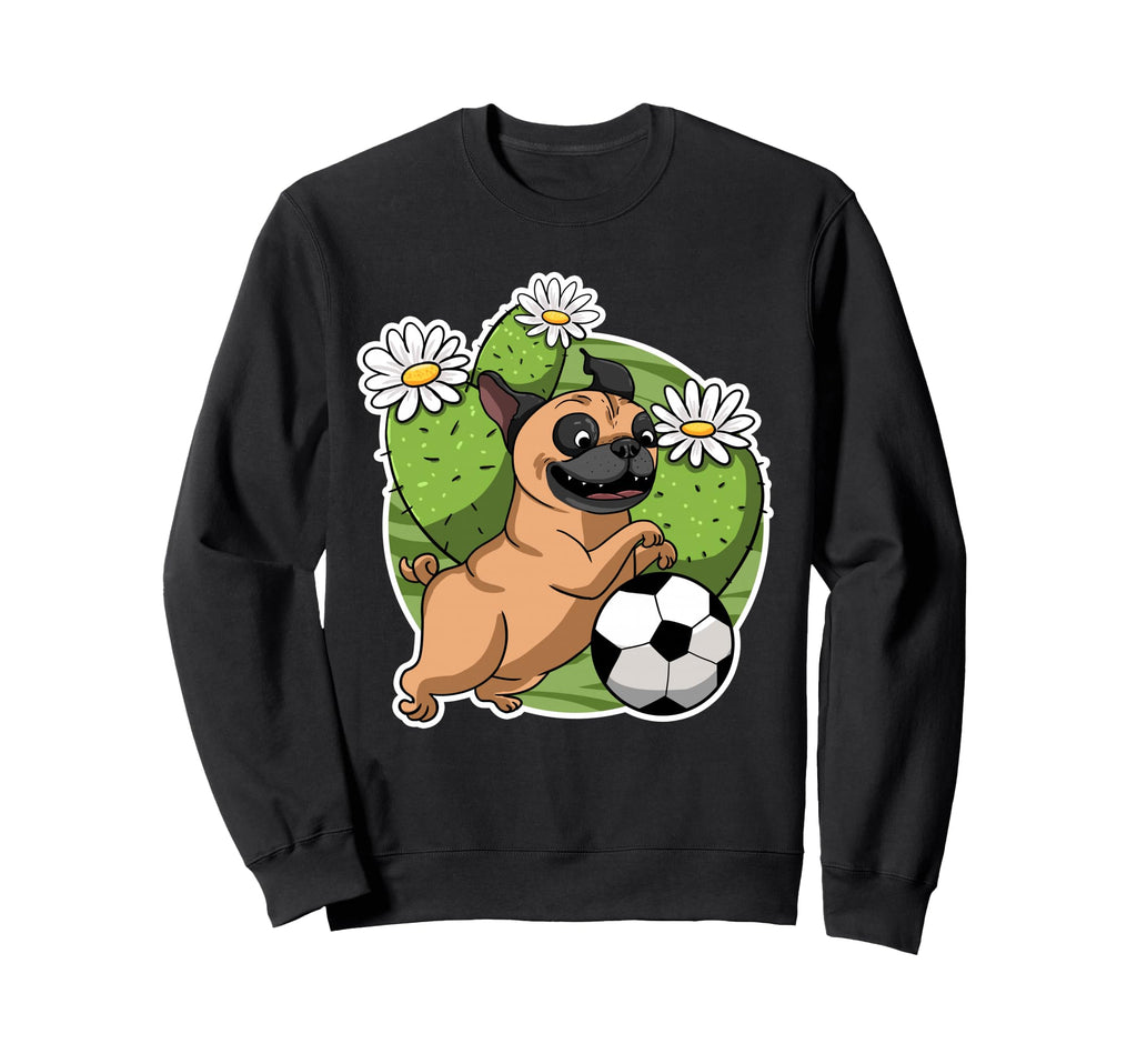 Pug Soccer Cactus Football Sweatshirt - Casual Everyday Wear for Adults