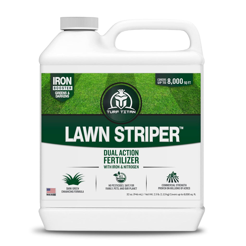 Turf Titan Lawn Striper - Iron & Nitrogen Fertilizer to Promote Dark-Green, Stripe-Defined Turfs - Kids & Pet Safe, Natural Lawn Fertilizer - Stunning Green Grass Fertilizer - Covers up to 8,000 Sq Ft