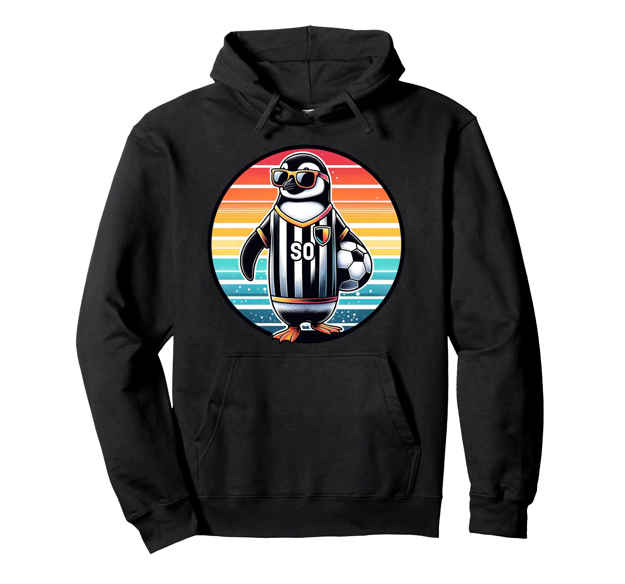 Penguin Bird Soccer Player Ball Hoodie - Casual Everyday Wear Men Women