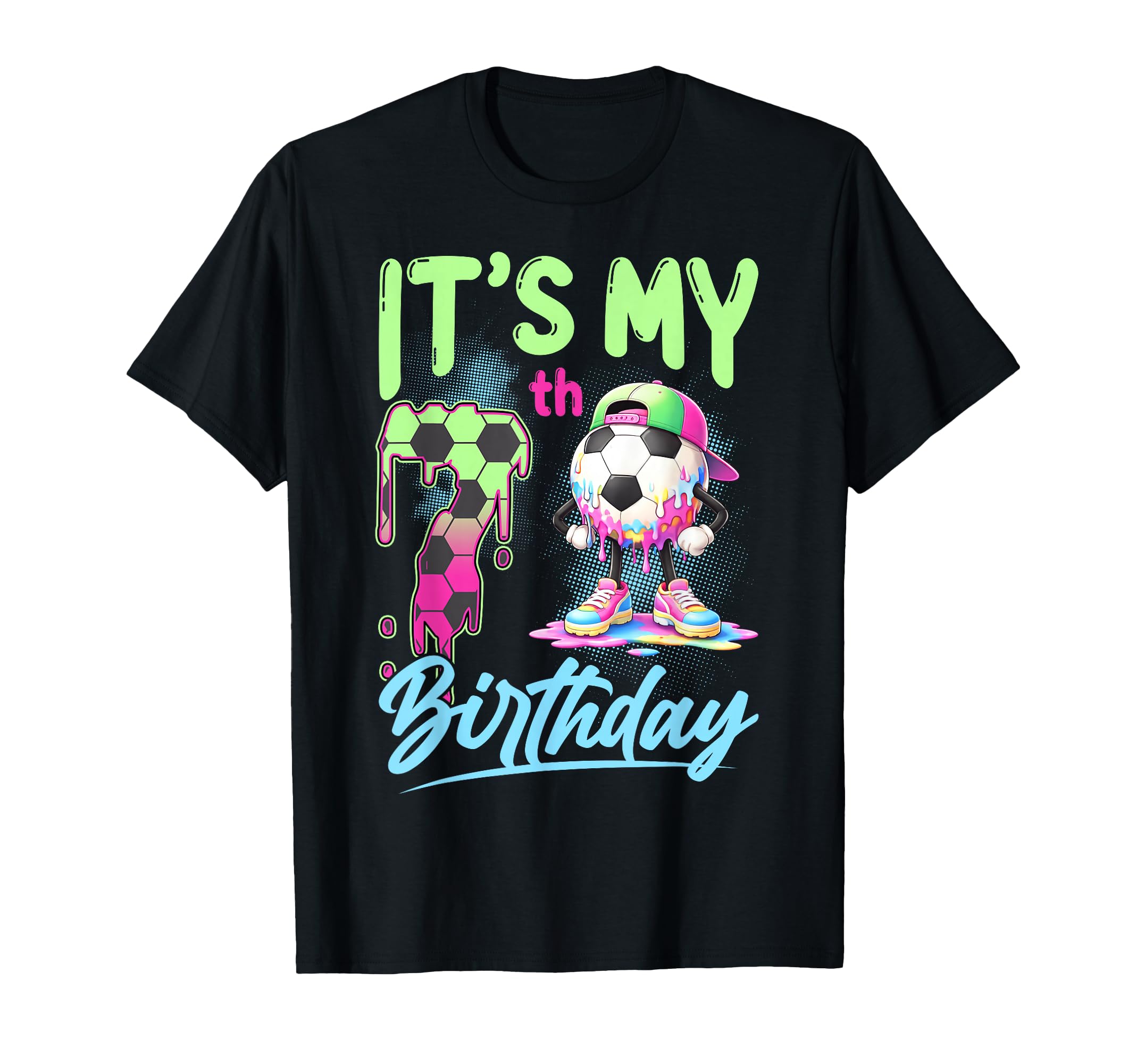 Its My 7Th Birthday Soccer Ball 7 T-Shirt - Aesthetic Graphic Men Women