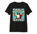 Funny Soccer Goalie Jesus Saves T-Shirt - Trendy Graphic for Adults