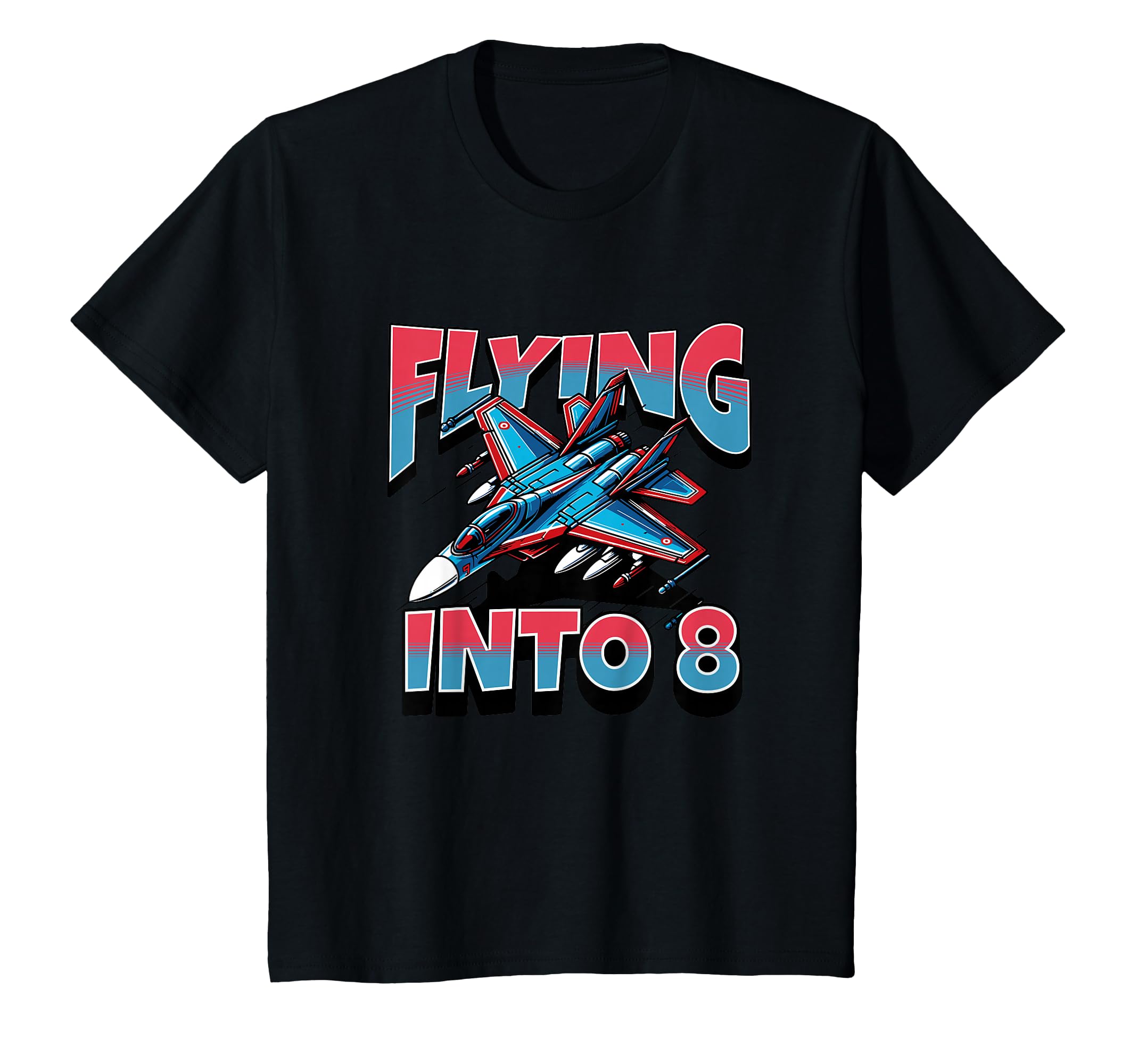 Jet Fighter Flying Into 8 Year Old 8Th T-Shirt - Graphic Print Men Women