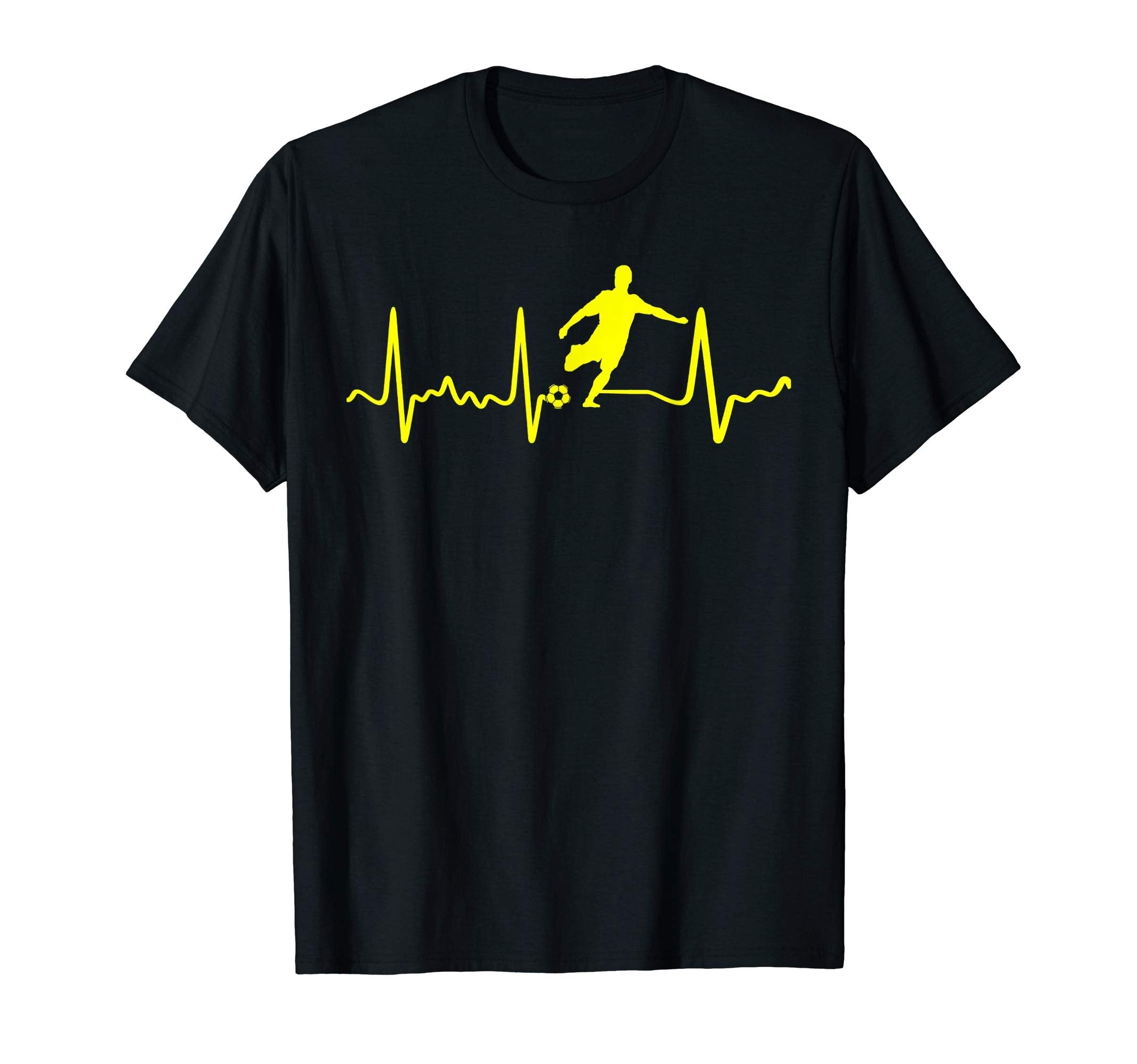 Yellow Soccer Heartbeat Yellow Male T-Shirt - Fun Novelty Design Unisex