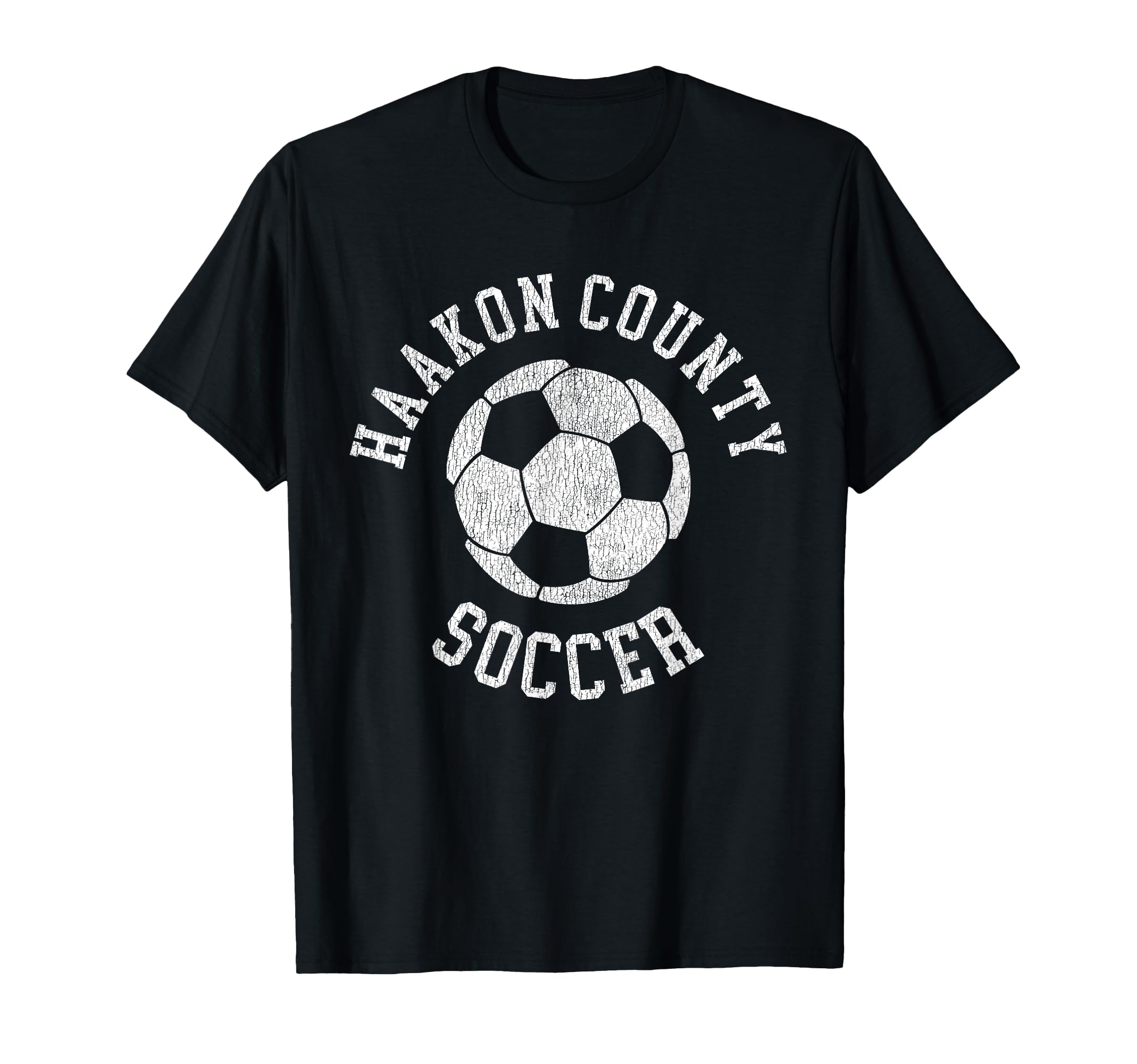 Haakon County Soccer Distressed 90S T-Shirt - Minimalist Print Unisex