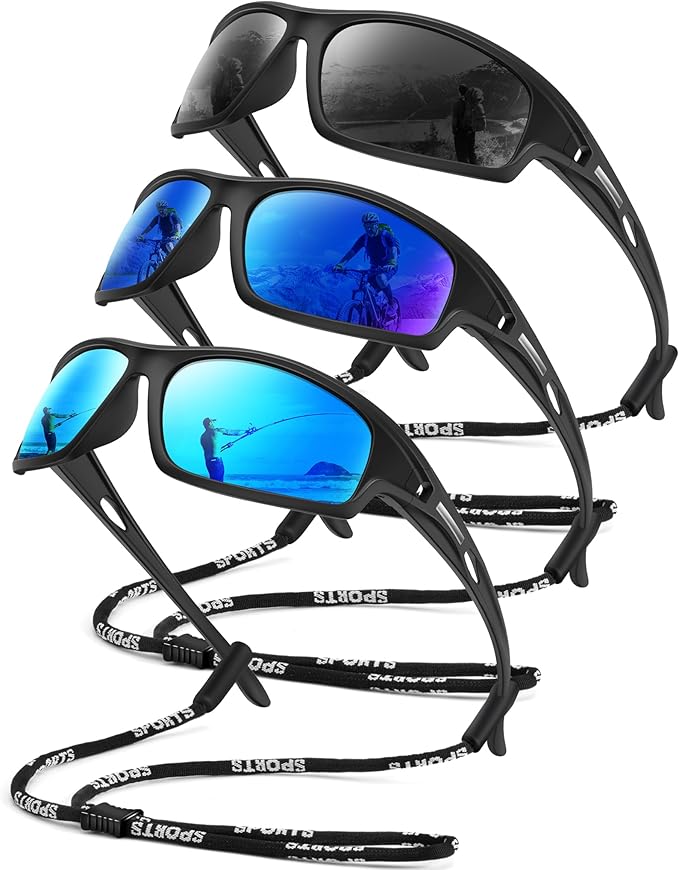 Polarized Sunglasses Men, Sports Sun Glasses Womens UV400 Protection for Fishing Running Driving