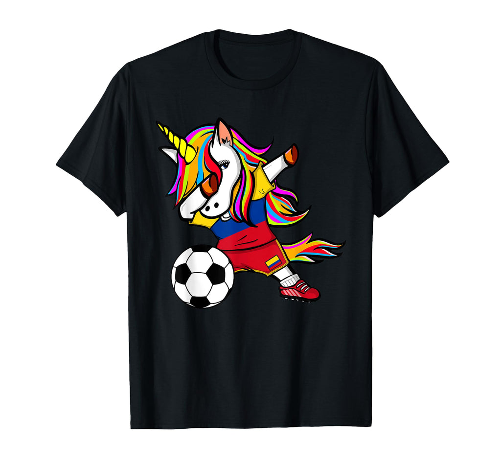Dabbing Unicorn Colombia Soccer Jersey T-Shirt - Novelty Apparel Unisex