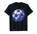 Grunge Soccer Ball Distressed Blue T-Shirt - Trendy Graphic for Adults