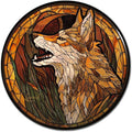 Lygond Metal Sign Tin Sign Circular Stained Glass Coyote Gardening Poster for Home Decor 8×8 Inches