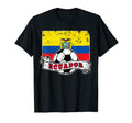 Ecuador Flag And Soccer Ball Distressed T-Shirt - Trendy Graphic Unisex