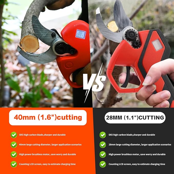 Pole Electric Pruning Shears with Portable Bag.Pole 1.6Inch(4CM) Electric Pruner for Tree Trimming Pole Tree Trimmer with 2Pcs 2000mAh Batteries(Jovant)