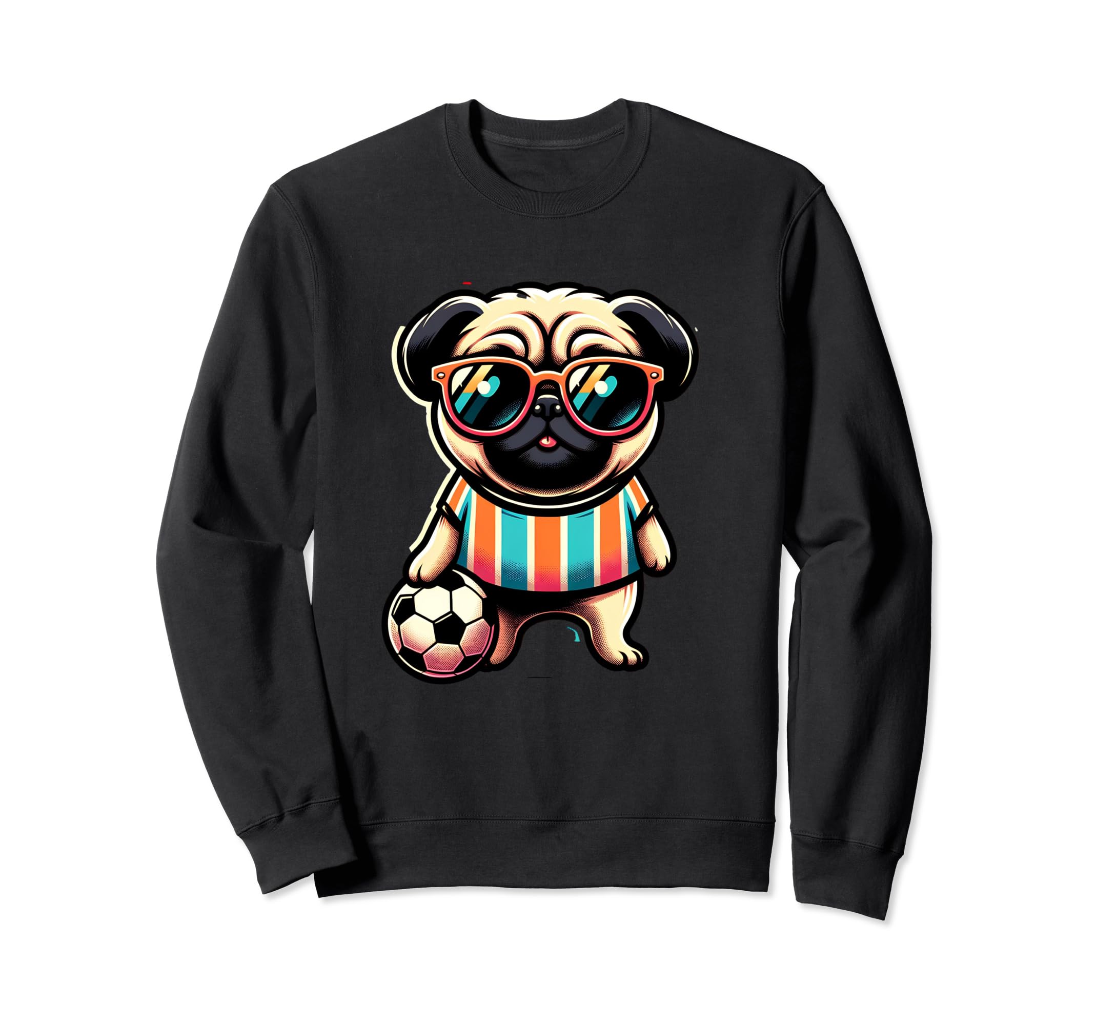 Pug Dog Soccer Champion Fan Ball Sweatshirt - Aesthetic Graphic Men Women