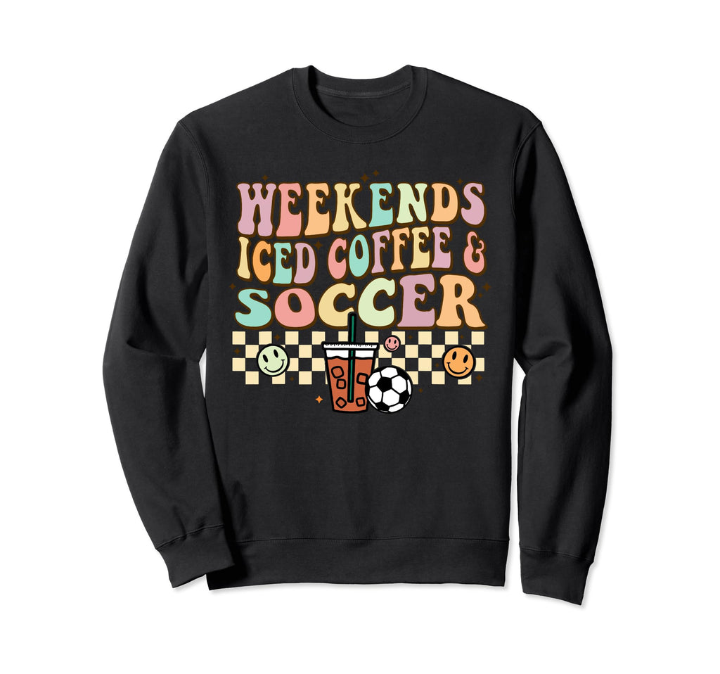 Weekends Iced Coffee Soccer Groovy Sweatshirt - Streetwear Style for Adults