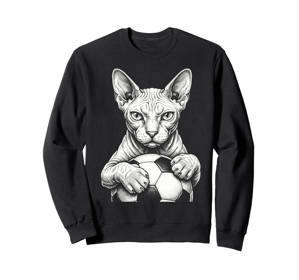 Hairless Sphynx Cat Holding Sweatshirt - Casual Everyday Wear Men Women
