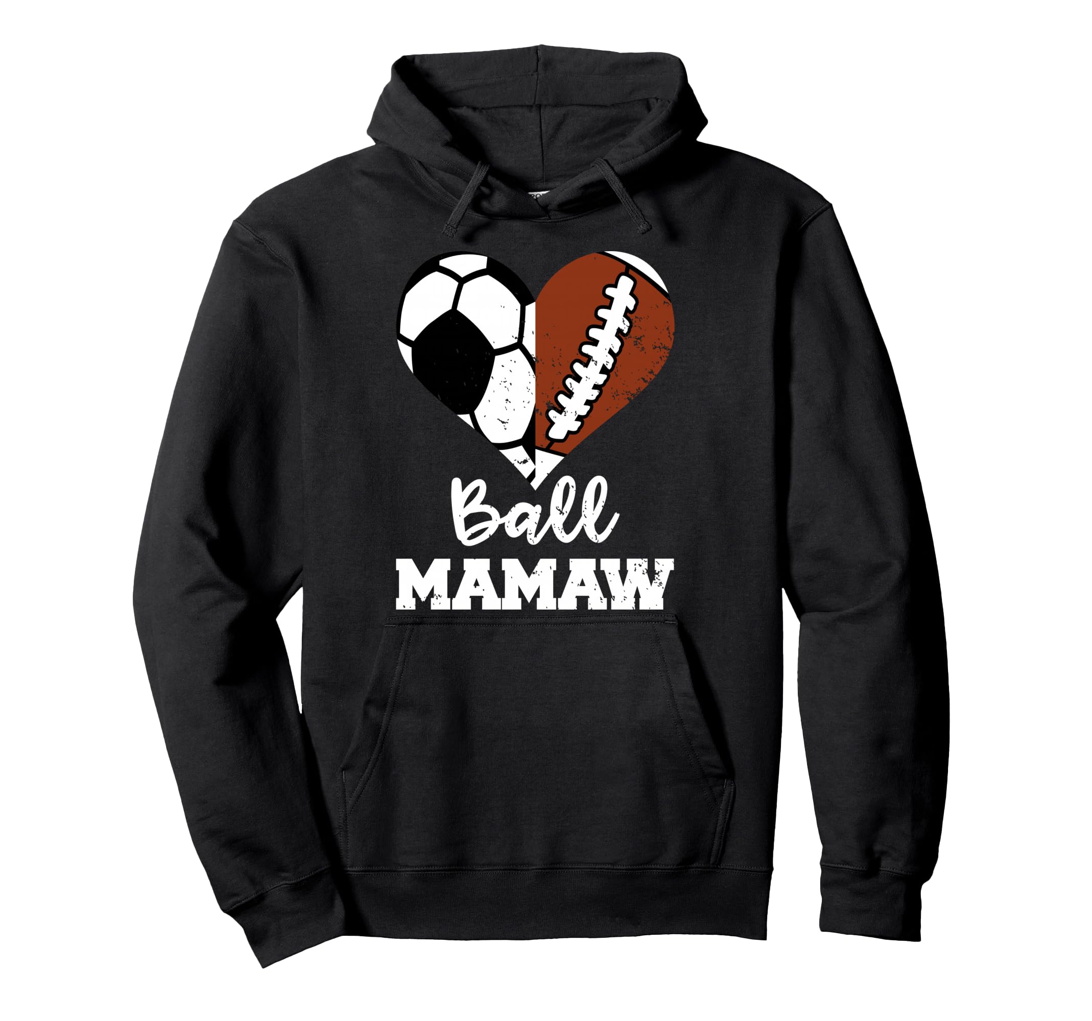 Ball Mamaw Heart Funny Soccer Football Hoodie - Streetwear Style Unisex