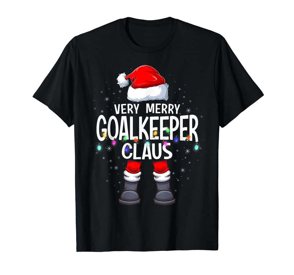 Matching Very Merry Goalkeeper Claus T-Shirt - Unique Graphic for Adults