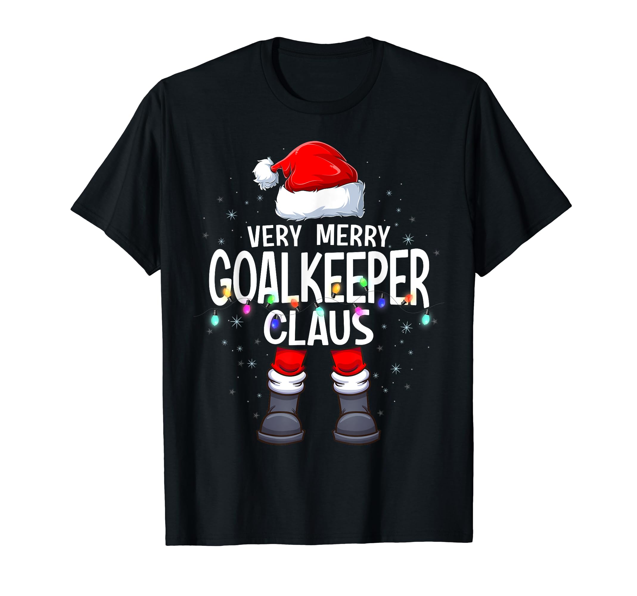 Matching Very Merry Goalkeeper Claus T-Shirt - Unique Graphic for Adults