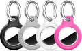 Upgrade Waterproof 4 Pack Airtags Holder with Apple Airtags Keychain, Hard PC Air Tag Case, Anti-Scratch & Shock Air tag Holder, Men's Women's Keyrings & Keychains -Black+White+Brown+Army Green
