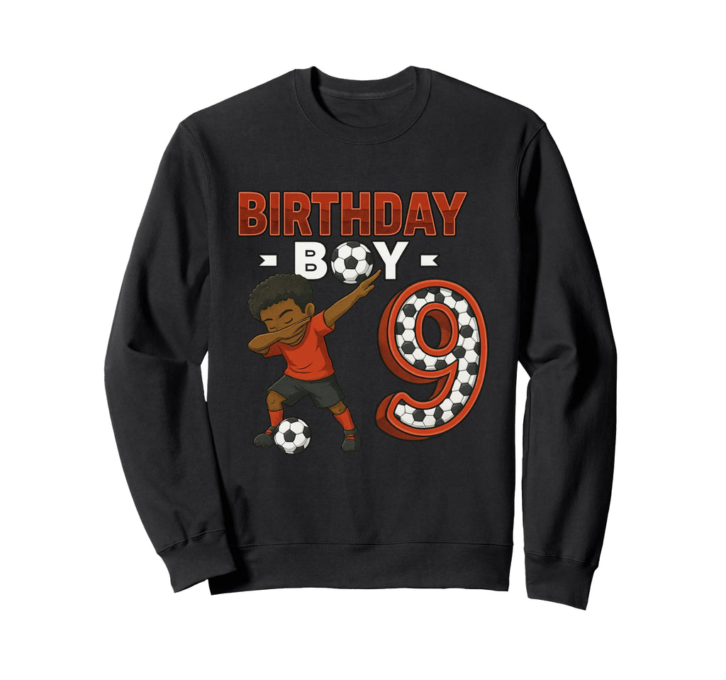 Dabbing 9 Year Old Soccer Player Sweatshirt - Trendy Graphic Unisex