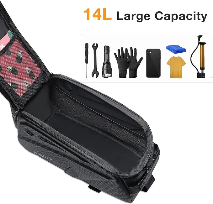 MOSISO Bike Rack Bag, Waterproof Bike Rear Rack Handbag Bicycle Trunk Bag, 14L EVA Mountain Bicycle Rear Seat Storage Saddle Pouch Cycling Luggage Pouch with Shoulder Strap, Black