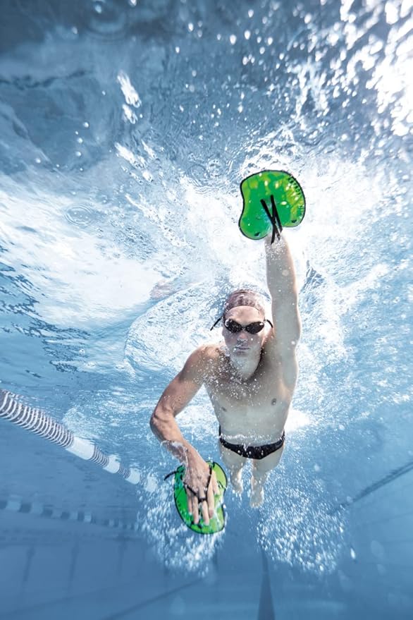Arena Unisex Adult Vortex Evolution Swimming Hand Paddles for Women and Men Adjustable Straps Curved Design