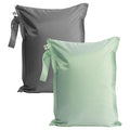 Tiny Twinkle Mess proof Waterproof Wet Dry Bag,2pk Reusable Wet Bags for Swimsuits&Baby Clothes,Leakproof Wet Bag,Waterproof Bag for Travel&Diaper bag,Wet Bags for Baby (Sage, Charcoal)