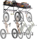 VEVOR Bike Storage Rack, 4 Bike Racks, Wall Mount Bike Storage Hanger with 2 Shelves, Home and Garage Organizer, Customizable for Various Bike Sizes, Adjustable Holder, Holds Up to 500 lbs, 63-inch
