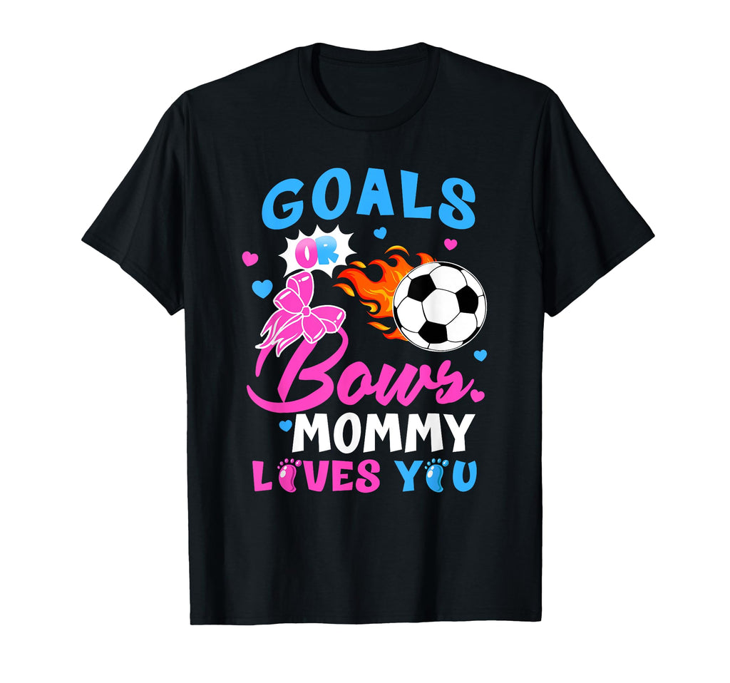 Gender Reveal Goals Or Bows Mommy T-Shirt - Custom Art Print for Adults