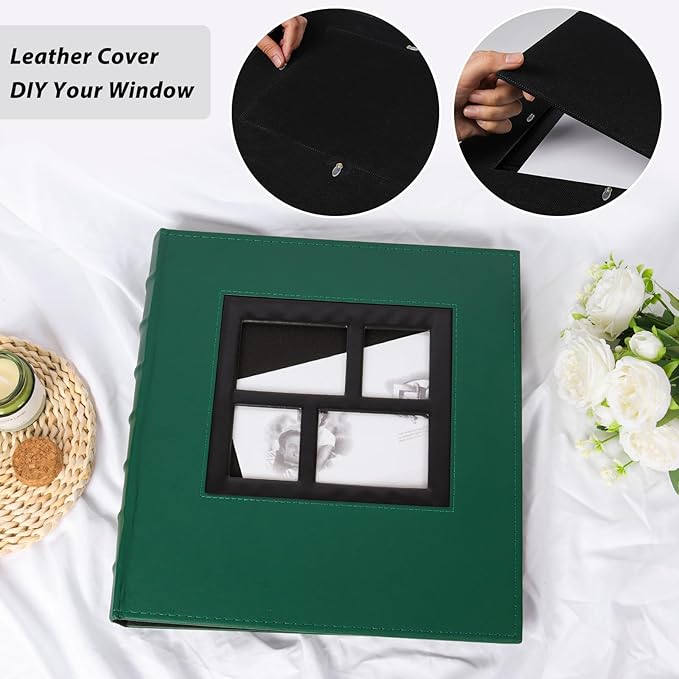 RECUTMS Photo Album 4x6 500 Photos, Large Capacity Family Wedding Picture Albums Holds 500 Horizontal and Vertical Photos (Dark Green)