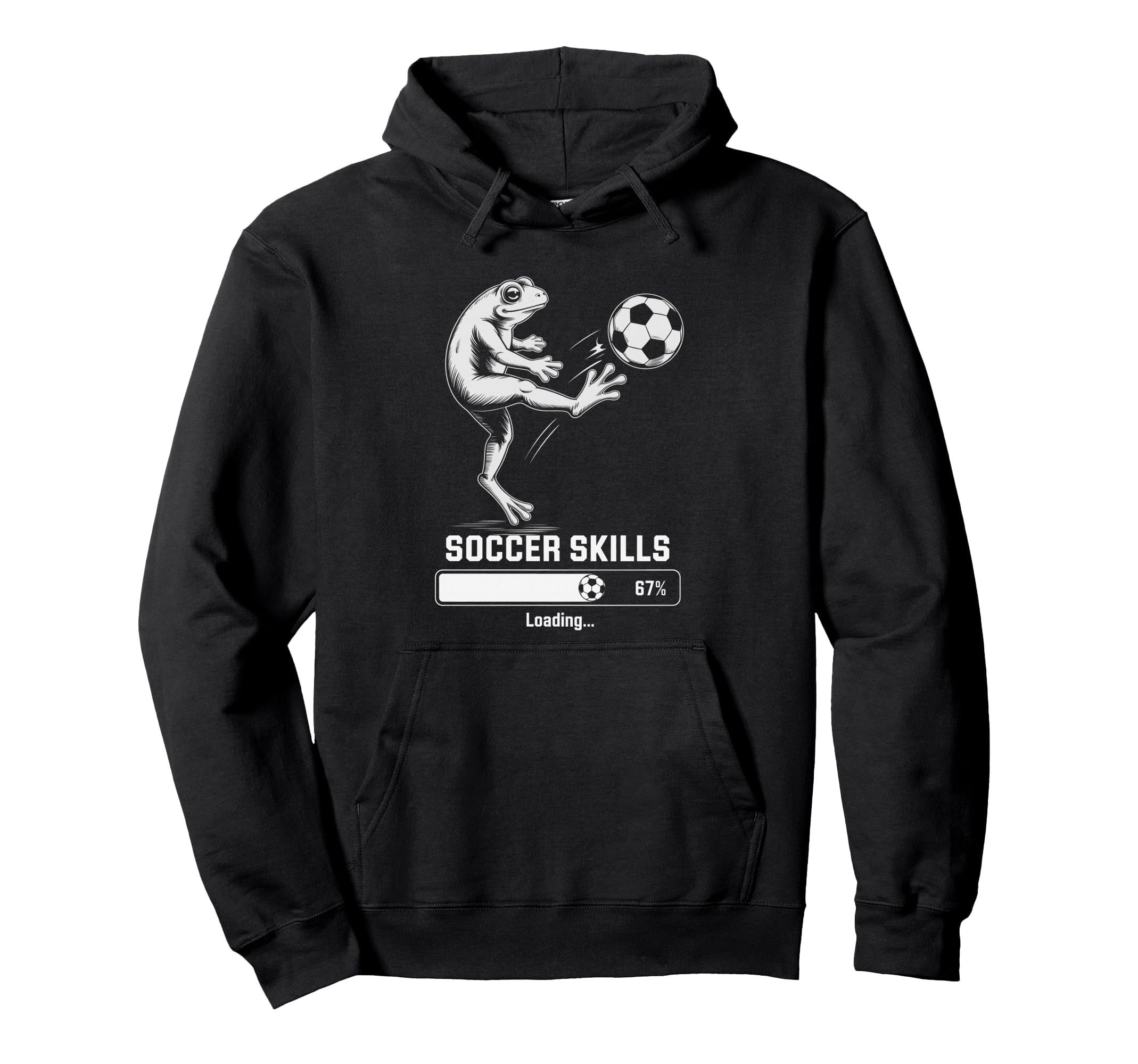 Kawaii Frog Soccer Skills Loading Win Hoodie - Graphic Print Men Women