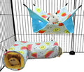 Large Caliber Guinea Pig & Rat Tunnel Hideout & Hammock, Corner Hideout Toy for Guinea Pig, Ferret, Hedgehog & Piggy to Hide and Shuttle (3. Hammock&Tunnel-Watermelon)