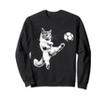 Kitten Playing Soccer Funny Cat Lover Sweatshirt - Minimalist Print Unisex