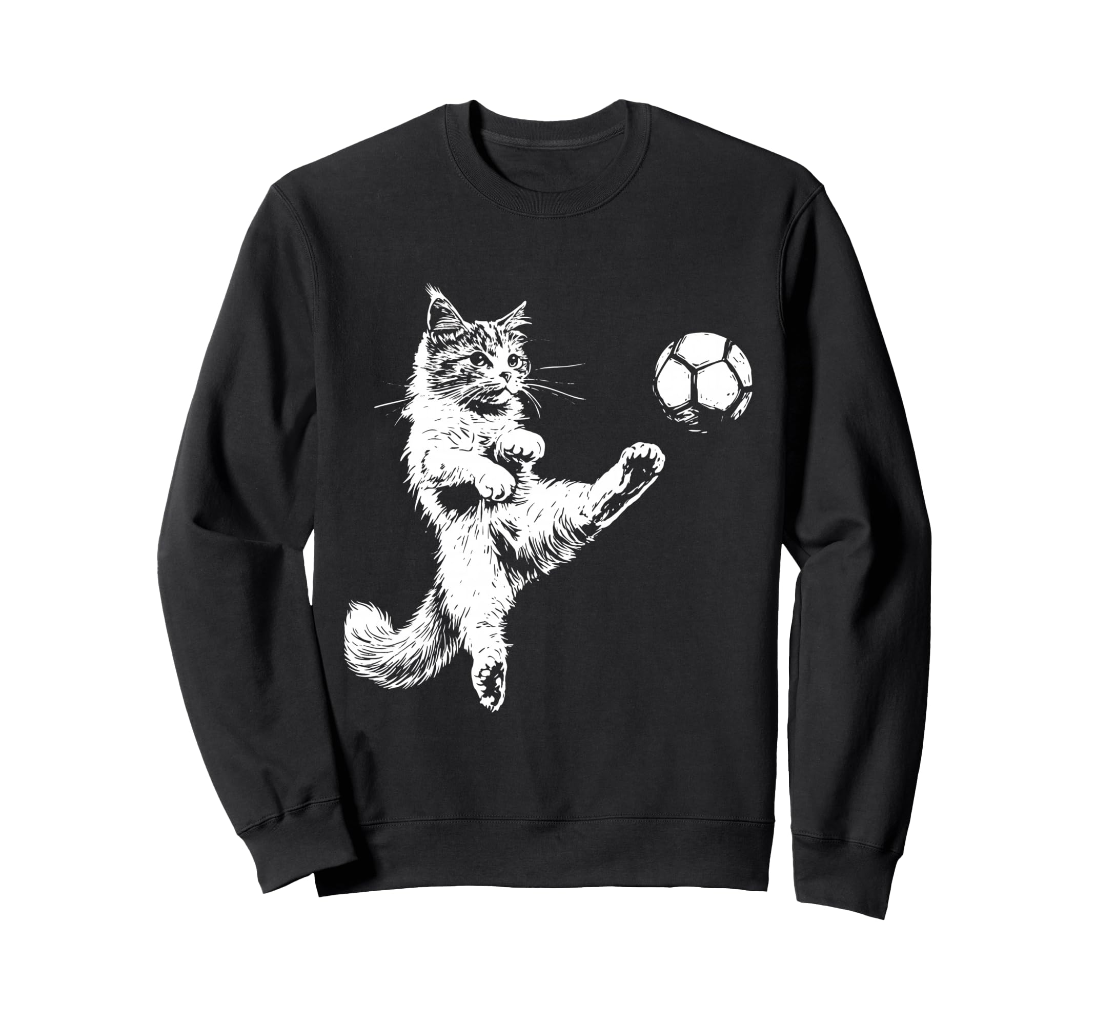 Kitten Playing Soccer Funny Cat Lover Sweatshirt - Minimalist Print Unisex