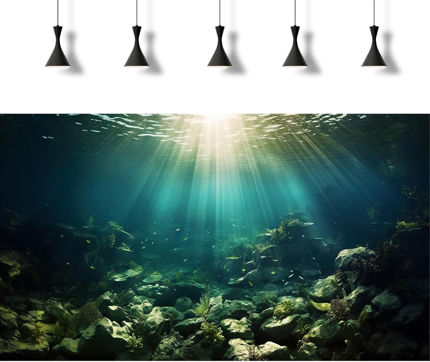 Deep Ocean Aquarium Background Under The Sea Fish Tank Background Underwater World Terrarium Backgrounds Ocean Floor Rock Aquatic Plants Aquarium Backdrop for Fish Tank Backgrounds Decors 30x18in